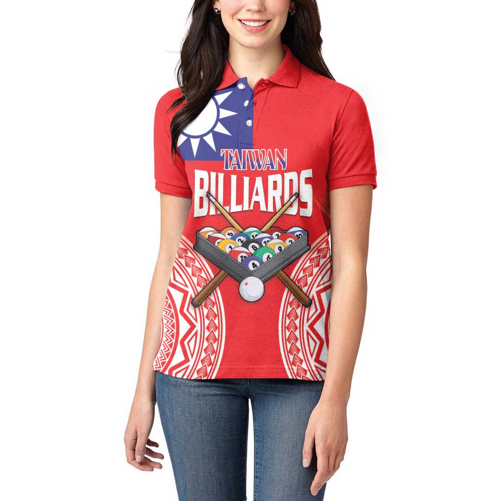 Personalised Taiwan Billiards Women Polo Shirt Eight-ball Pool Polynesia Tattoo - Polynesian Pride
