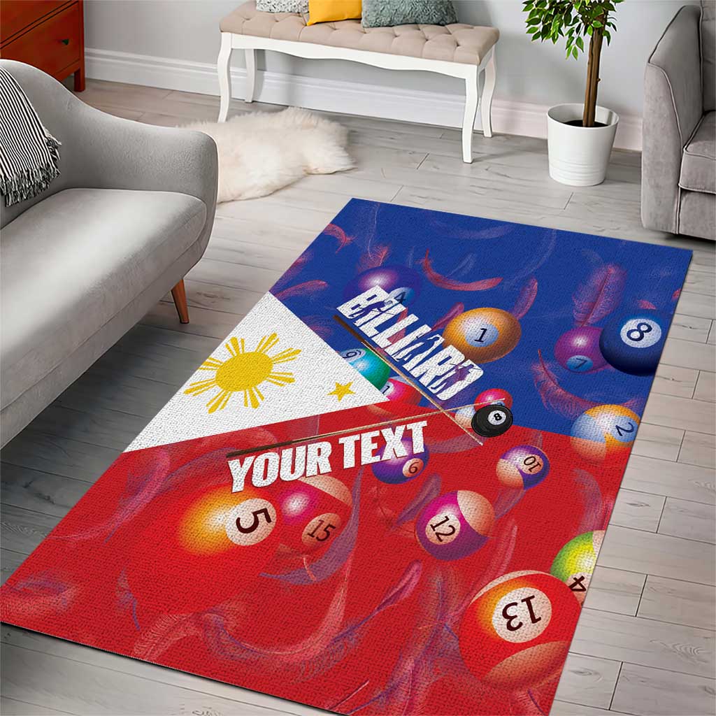 Personalised Philippines Billiards Area Rug Cue With Balls Flag Style - Polynesian Pride