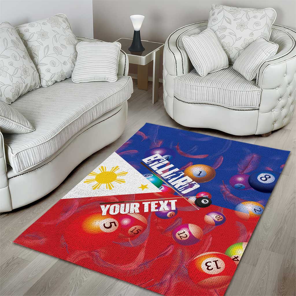Personalised Philippines Billiards Area Rug Cue With Balls Flag Style - Polynesian Pride