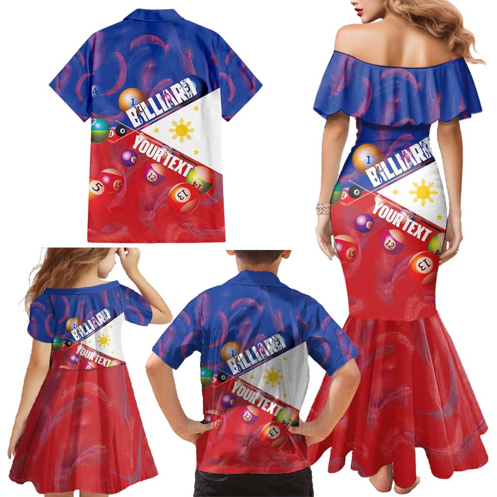 Personalised Philippines Billiards Family Matching Mermaid Dress and Hawaiian Shirt Cue With Balls Flag Style - Polynesian Pride