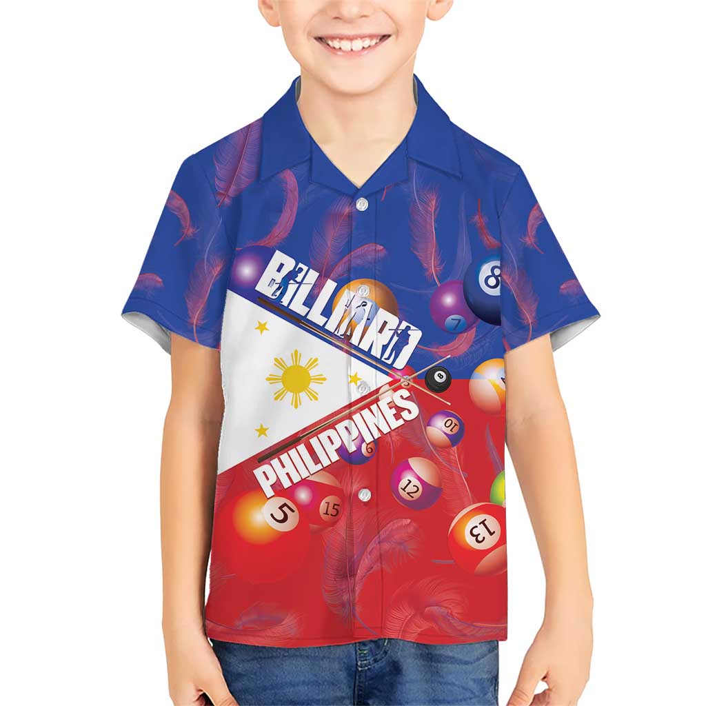 Personalised Philippines Billiards Kid Hawaiian Shirt Cue With Balls Flag Style - Polynesian Pride
