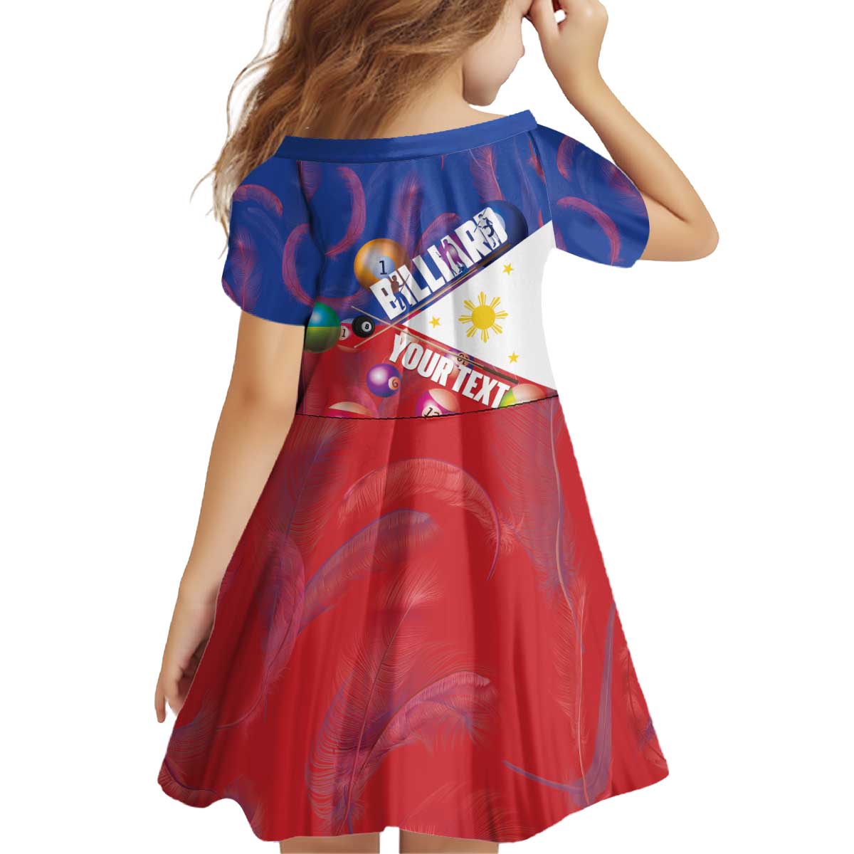 Personalised Philippines Billiards Kid Short Sleeve Dress Cue With Balls Flag Style - Polynesian Pride
