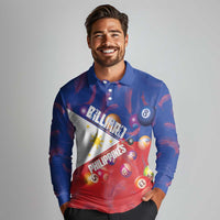 Personalised Philippines Billiards Long Sleeve Polo Shirt Cue With Balls Flag Style - Polynesian Pride