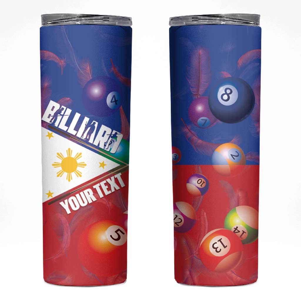 Personalised Philippines Billiards Skinny Tumbler Cue With Balls Flag Style LT14 Red - Polynesian Pride