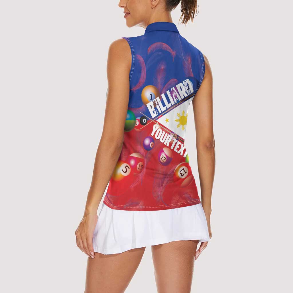 Personalised Philippines Billiards Women Sleeveless Polo Shirt Cue With Balls Flag Style - Polynesian Pride