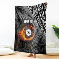 Personalised New Zealand Billiards Blanket Maori Fern On Fire 8 Ball - Polynesian Pride