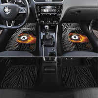 Personalised New Zealand Billiards Car Mats Maori Fern On Fire 8 Ball LT14 Set 4pcs Black - Polynesian Pride