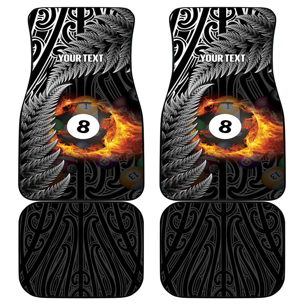 Personalised New Zealand Billiards Car Mats Maori Fern On Fire 8 Ball LT14 - Polynesian Pride
