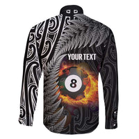 Personalised New Zealand Billiards Family Matching Puletasi and Hawaiian Shirt Maori Fern On Fire 8 Ball LT14 - Polynesian Pride