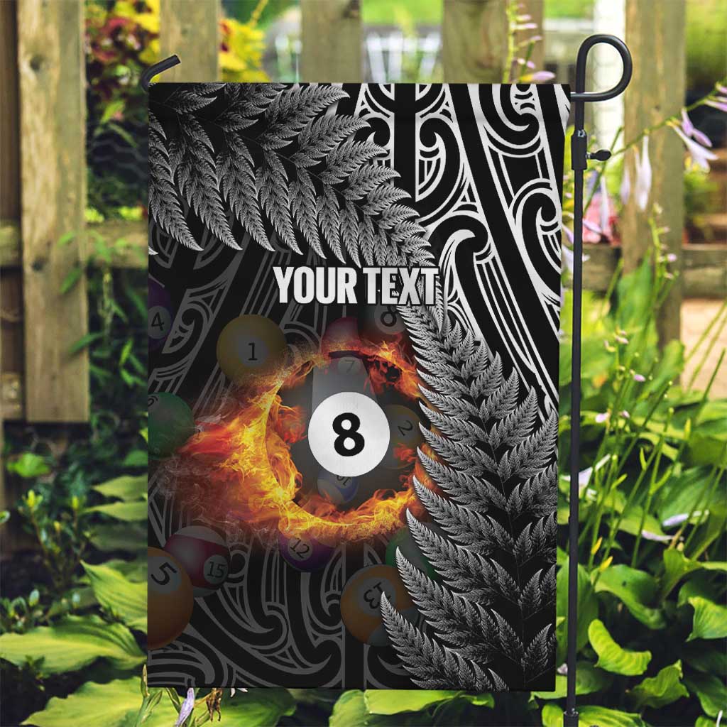 Personalised New Zealand Billiards Garden Flag Maori Fern On Fire 8 Ball - Polynesian Pride