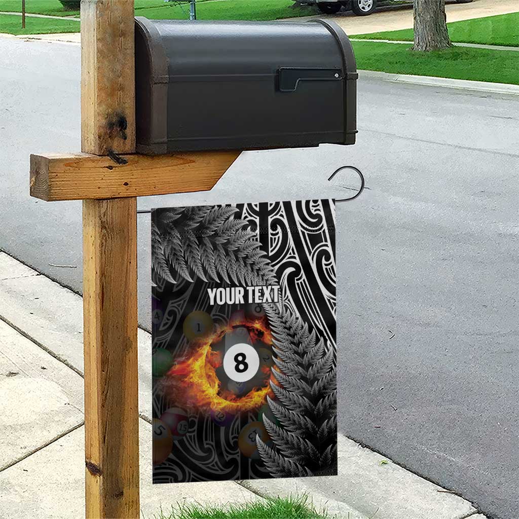 Personalised New Zealand Billiards Garden Flag Maori Fern On Fire 8 Ball - Polynesian Pride