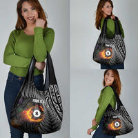 Personalised New Zealand Billiards Grocery Bag Maori Fern On Fire 8 Ball LT14 - Polynesian Pride