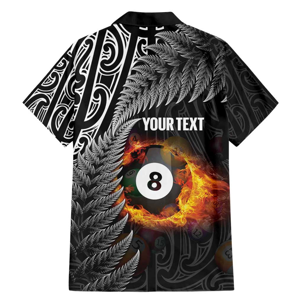 Personalised New Zealand Billiards Hawaiian Shirt Maori Fern On Fire 8 Ball - Polynesian Pride