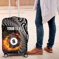 Personalised New Zealand Billiards Luggage Cover Maori Fern On Fire 8 Ball - Polynesian Pride