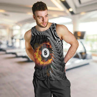 Personalised New Zealand Billiards Men Tank Top Maori Fern On Fire 8 Ball LT14 Black - Polynesian Pride