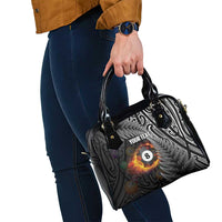 Personalised New Zealand Billiards Shoulder Handbag Maori Fern On Fire 8 Ball - Polynesian Pride
