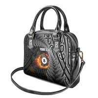 Personalised New Zealand Billiards Shoulder Handbag Maori Fern On Fire 8 Ball - Polynesian Pride