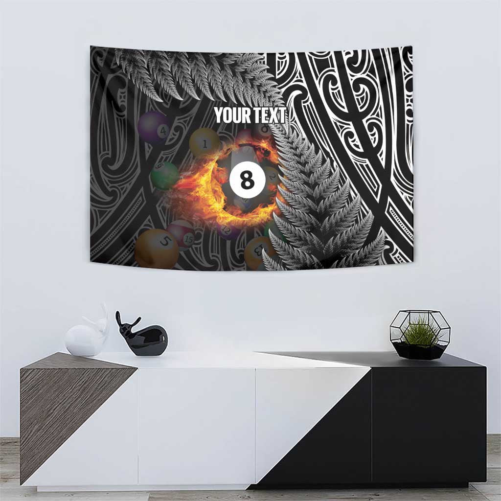 Personalised New Zealand Billiards Tapestry Maori Fern On Fire 8 Ball - Polynesian Pride