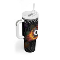 Personalised New Zealand Billiards Tumbler With Handle Maori Fern On Fire 8 Ball LT14 - Polynesian Pride