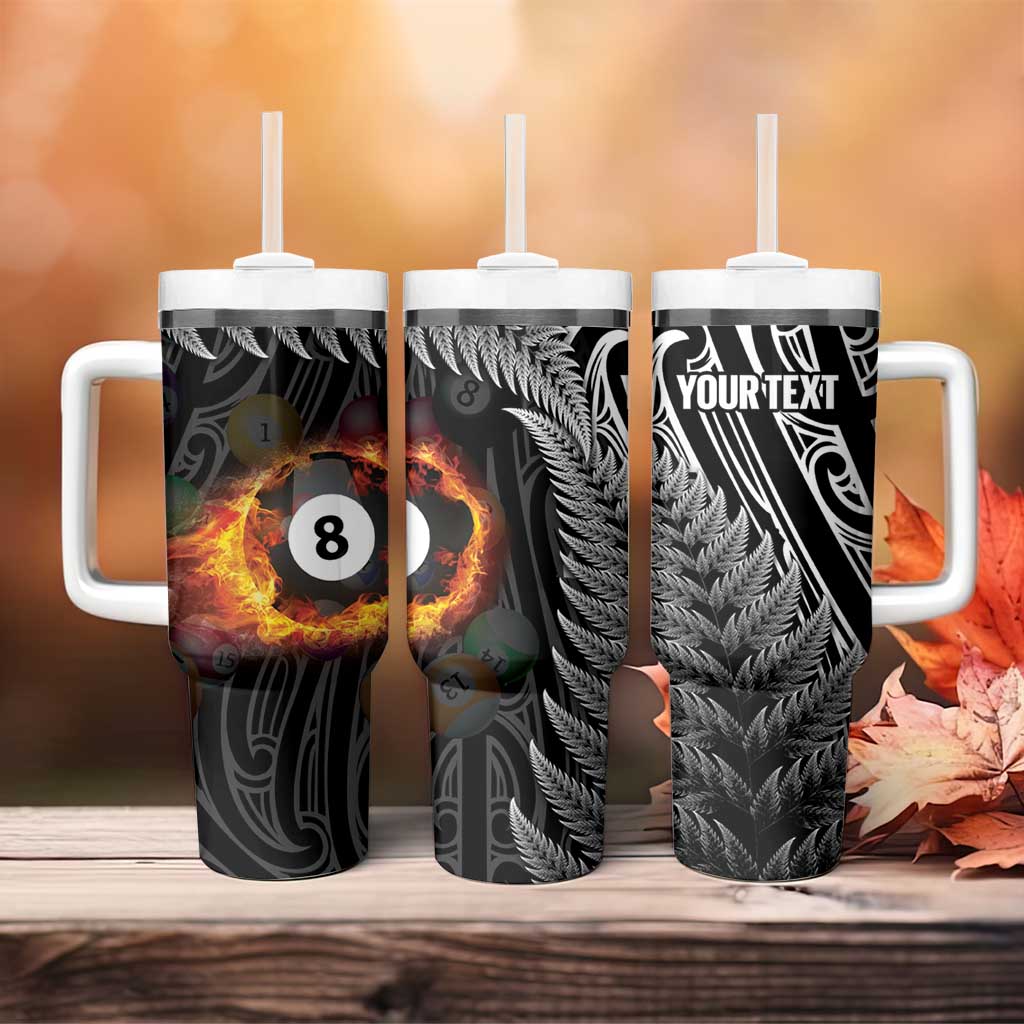 Personalised New Zealand Billiards Tumbler With Handle Maori Fern On Fire 8 Ball LT14 - Polynesian Pride