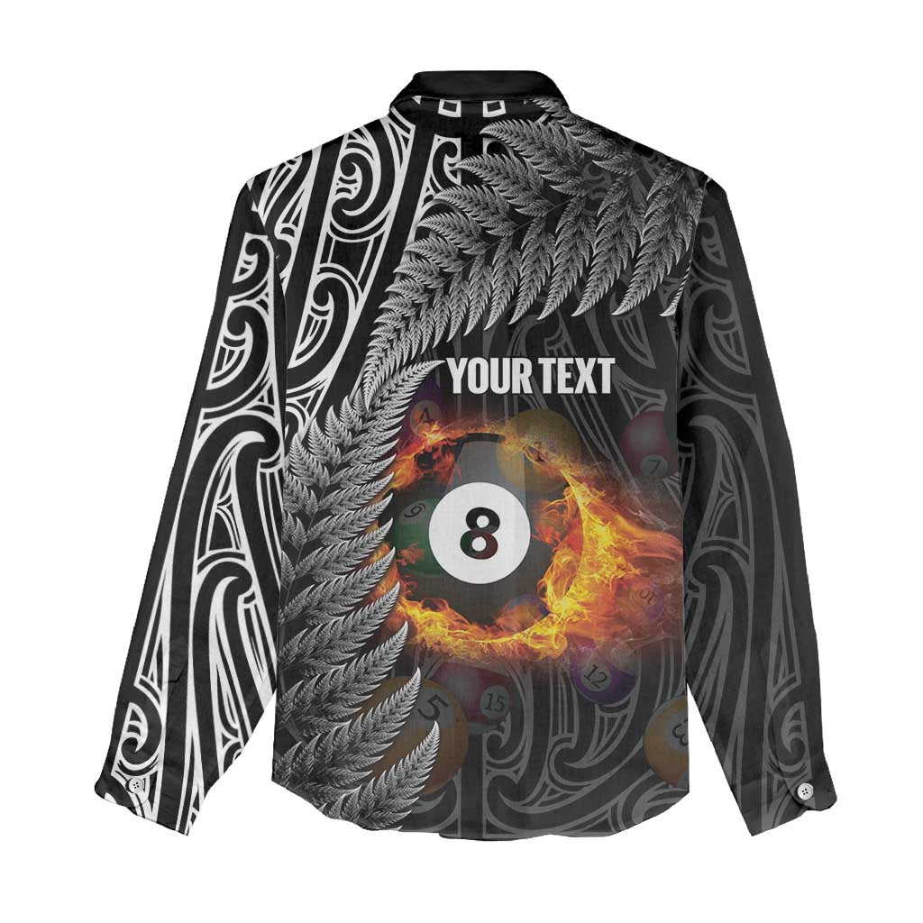 Personalised New Zealand Billiards Women Casual Shirt Maori Fern On Fire 8 Ball LT14 - Polynesian Pride