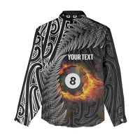 Personalised New Zealand Billiards Women Casual Shirt Maori Fern On Fire 8 Ball LT14 - Polynesian Pride