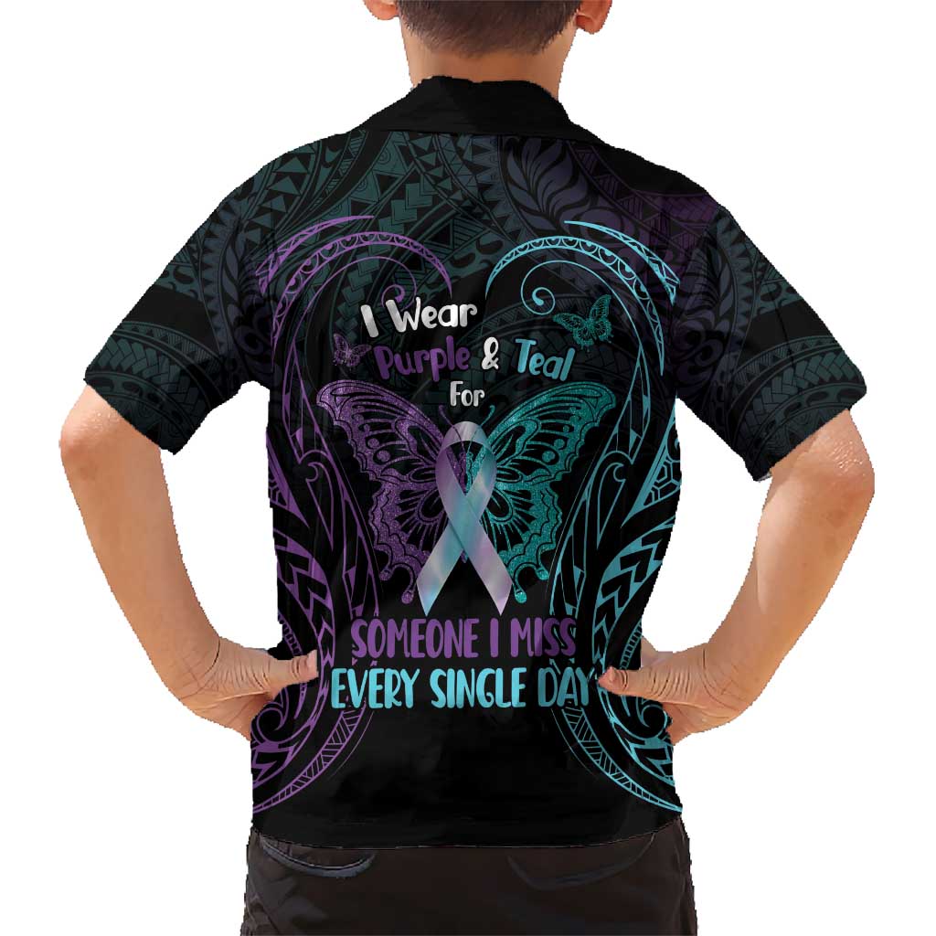 Suicide Awareness Memorial Hawaiian Shirt I Wear Purple and Teal For Someone I Miss - Polynesian Pride