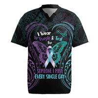 Suicide Awareness Memorial Rugby Jersey I Wear Purple and Teal For Someone I Miss - Polynesian Pride