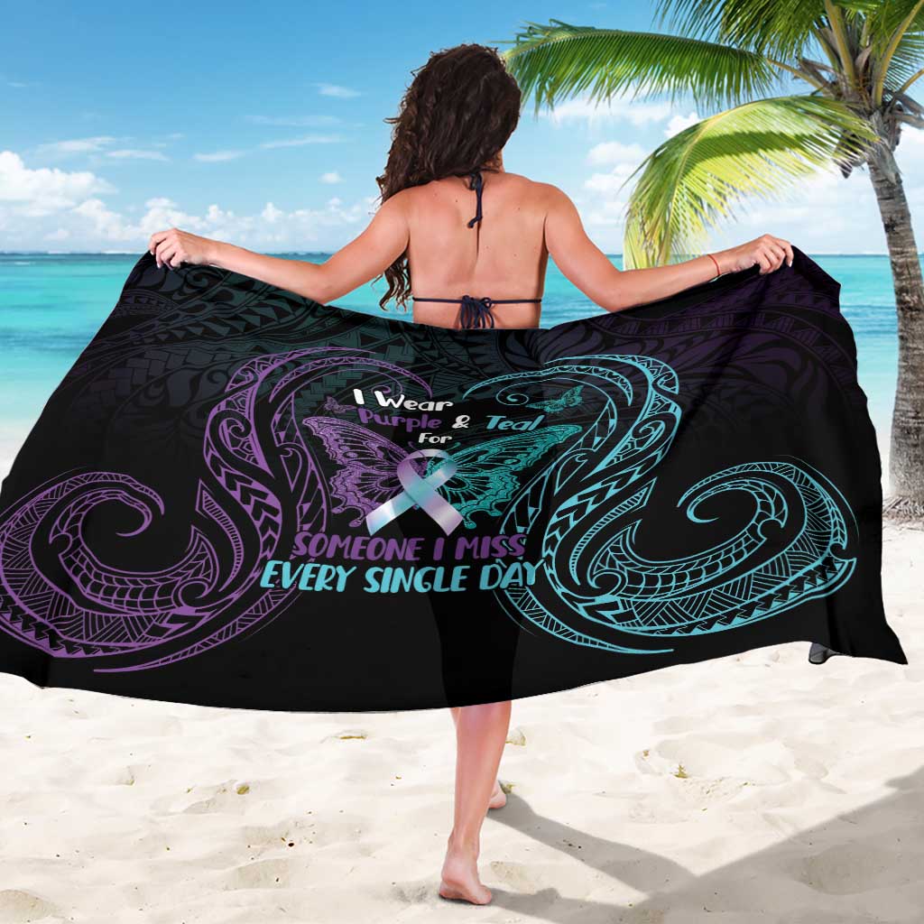 Suicide Awareness Memorial Sarong I Wear Purple and Teal For Someone I Miss - Polynesian Pride