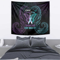 Suicide Awareness Memorial Tapestry I Wear Purple and Teal For Someone I Miss - Polynesian Pride