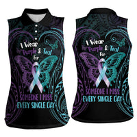 Suicide Awareness Memorial Women Sleeveless Polo Shirt I Wear Purple and Teal For Someone I Miss - Polynesian Pride
