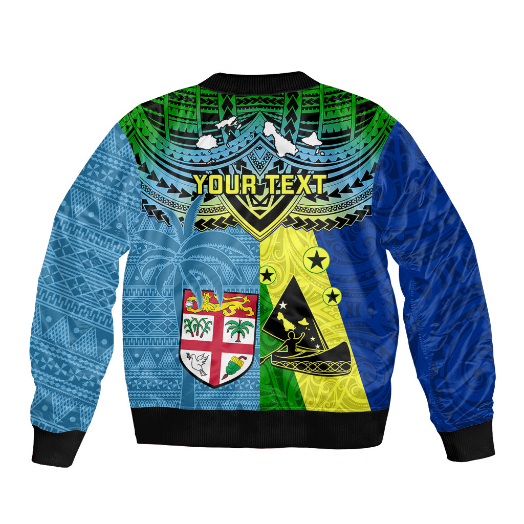 Custom Malampa Fiji Day Bomber Jacket Together We Grow Proud Polynesian Tapa Artsy LT14 - Polynesian Pride