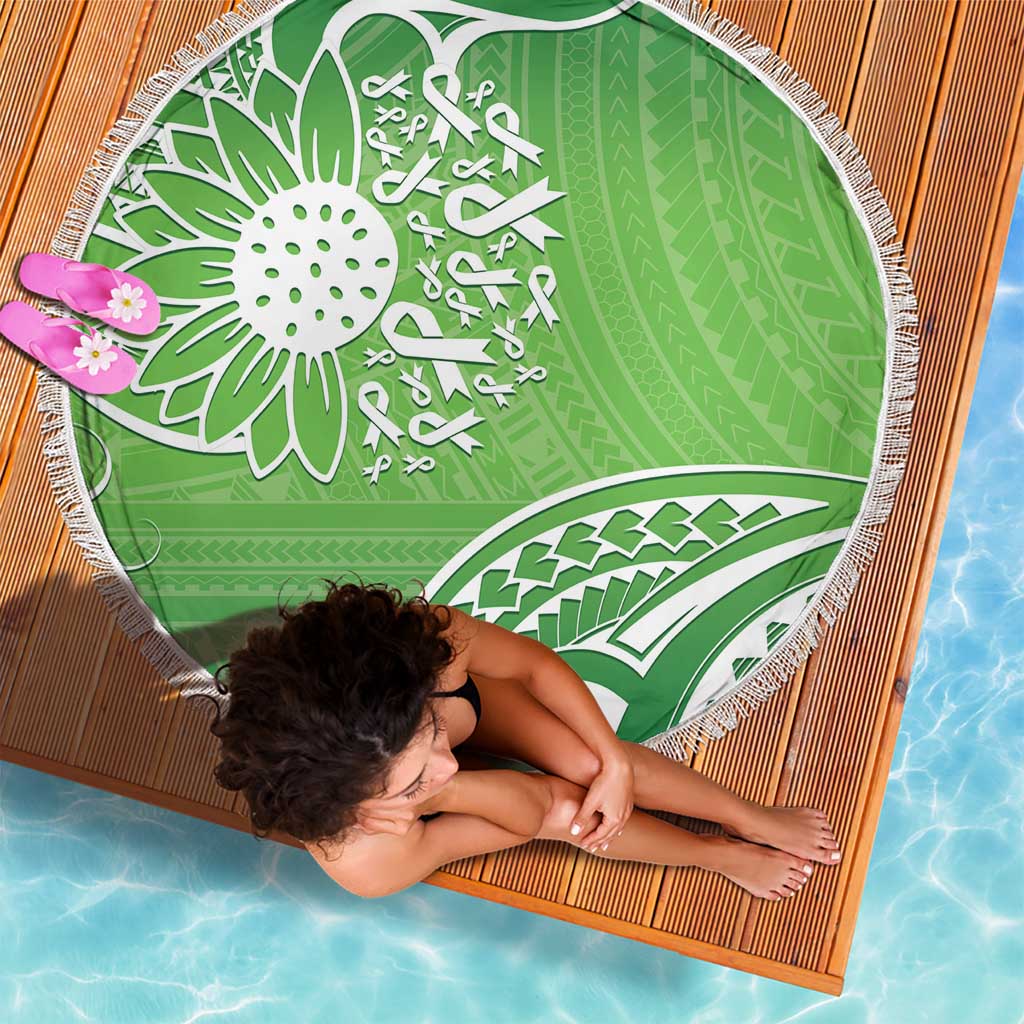 Polynesia Depression Awareness Beach Blanket Sunflower Green Ribbons Polynesian Tattoo