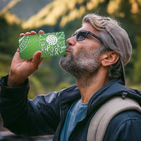 Polynesia Depression Awareness 4 in 1 Can Cooler Tumbler Sunflower Green Ribbons Polynesian Tattoo
