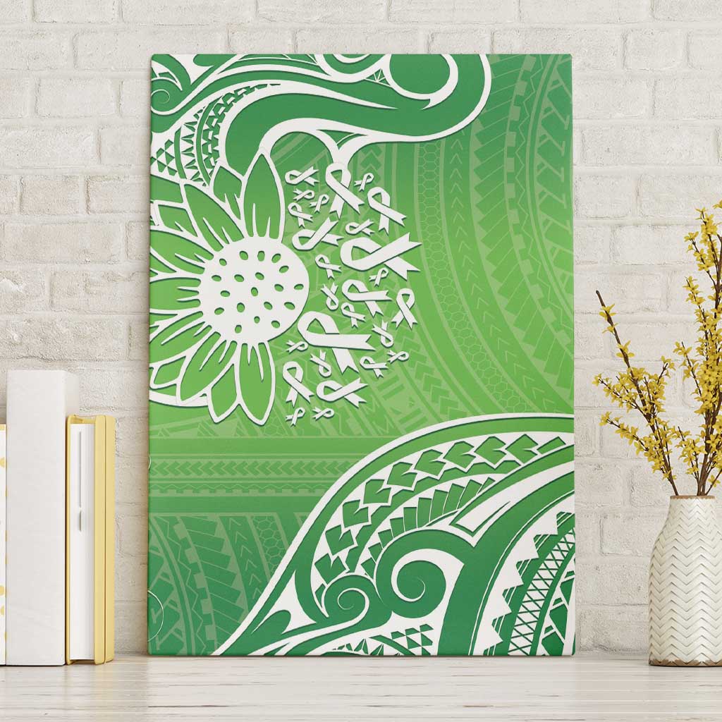 Polynesia Depression Awareness Canvas Wall Art Sunflower Green Ribbons Polynesian Tattoo