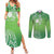 Polynesia Depression Awareness Couples Matching Summer Maxi Dress and Long Sleeve Button Shirt Sunflower Green Ribbons Polynesian Tattoo