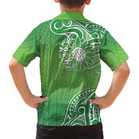 Polynesia Depression Awareness Family Matching Long Sleeve Bodycon Dress and Hawaiian Shirt Sunflower Green Ribbons Polynesian Tattoo