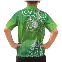 Polynesia Depression Awareness Family Matching Mermaid Dress and Hawaiian Shirt Sunflower Green Ribbons Polynesian Tattoo