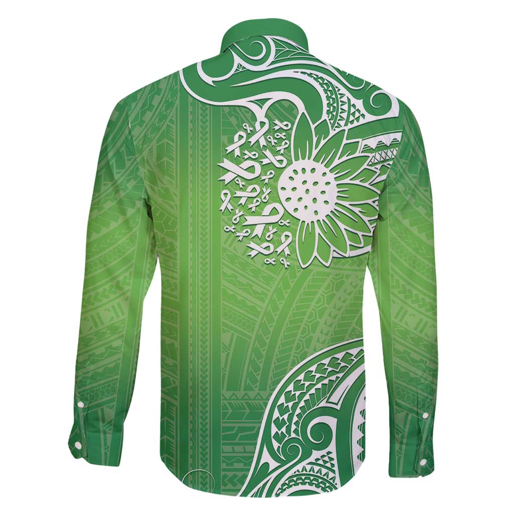 Polynesia Depression Awareness Family Matching Mermaid Dress and Hawaiian Shirt Sunflower Green Ribbons Polynesian Tattoo