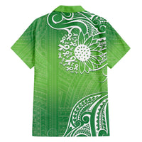 Polynesia Depression Awareness Family Matching Off Shoulder Short Dress and Hawaiian Shirt Sunflower Green Ribbons Polynesian Tattoo
