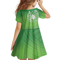 Polynesia Depression Awareness Family Matching Short Sleeve Bodycon Dress and Hawaiian Shirt Sunflower Green Ribbons Polynesian Tattoo