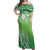 Polynesia Depression Awareness Off Shoulder Maxi Dress Sunflower Green Ribbons Polynesian Tattoo