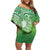 Polynesia Depression Awareness Off Shoulder Short Dress Sunflower Green Ribbons Polynesian Tattoo