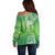 Polynesia Depression Awareness Off Shoulder Sweater Sunflower Green Ribbons Polynesian Tattoo