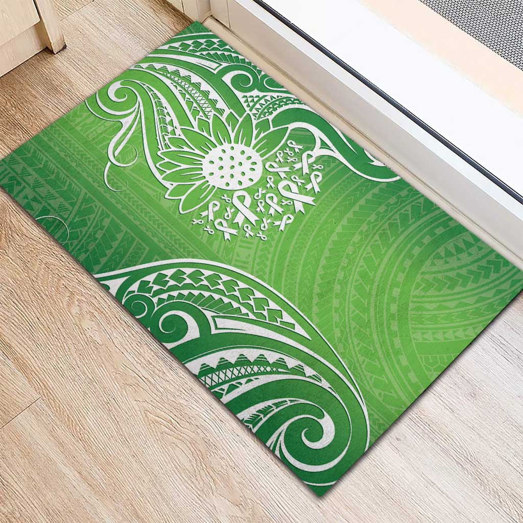 Polynesia Depression Awareness Rubber Doormat Sunflower Green Ribbons Polynesian Tattoo