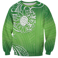 Polynesia Depression Awareness Sweatshirt Sunflower Green Ribbons Polynesian Tattoo
