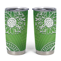 Polynesia Depression Awareness Tumbler Cup Sunflower Green Ribbons Polynesian Tattoo