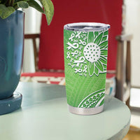 Polynesia Depression Awareness Tumbler Cup Sunflower Green Ribbons Polynesian Tattoo