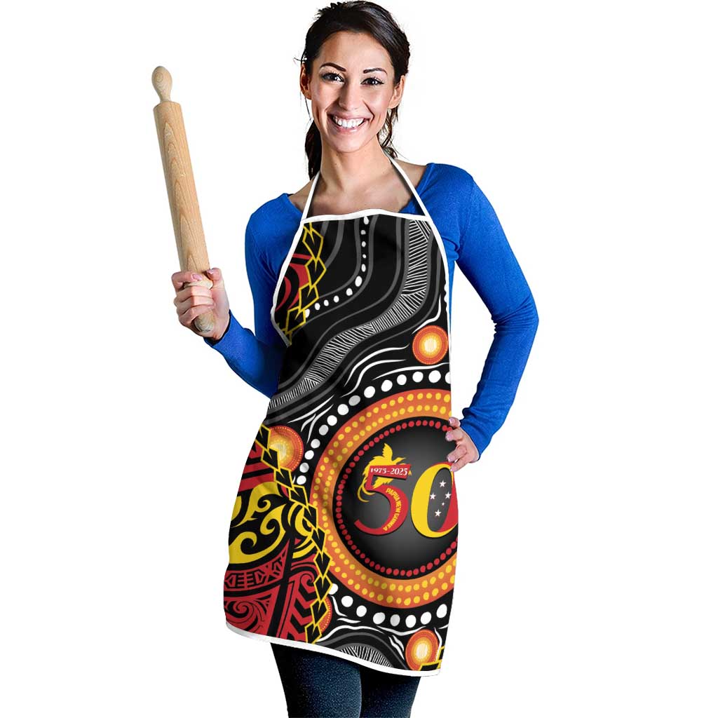 Celebrating 50 Years Papua New Guinea Apron Aboriginal Mix Papuan Pattern - Polynesian Pride