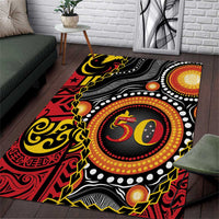 Celebrating 50 Years Papua New Guinea Area Rug Aboriginal Mix Papuan Pattern LT14 Red - Polynesian Pride
